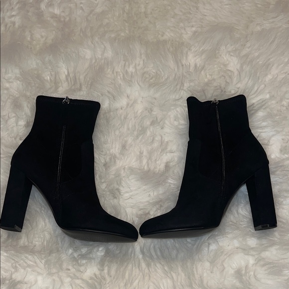Steve Madden Black Rose Embroidered Heeled Boots - Picture 2 of 12
